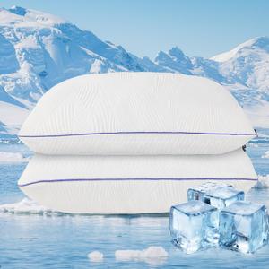 Shredded Memory Foam Pillows - Queen Size Set of 2, Adjustable Cooling Summer Pillows for Hot Sleepers with Washable Cover, Winter Soft Dual-Sided Design for Back Sleepers (White)