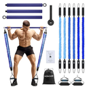 Pilates Bar Kit with Resistance Bands Natural Latex for Women & Men, Heavy-Duty Stainless Steel Multifunctional Yoga Pilates Stick for Home Gym Exercise Fitness Equipment Full-Body Workouts (Blue(20/40/60lbs))