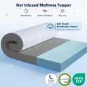 VALUXE 3 Inch Gel Memory Foam Mattress Topper Full Size High Density Cooling Pad Pressure Relief Bed Topper Grey (with Removable & Washable Bamboo Cover)