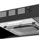 FIREGAS Black Range Hood 24 inch, 300CFM Ducted/Ductless Convertible Under Cabinet Kitchen Hood in Black Painted Stainless Steel with 2 watt LED Light and Filter, 2 fan speeds