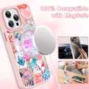 OOK Case for iPhone 15 Pro Max [Compatible with MagSafe], Luxury Gilded 3D Textured Pink Coastal Beach Ocean Sea Shell Floral Collage Frosted Shockproof for Women Girls Magnetic Phone Cover