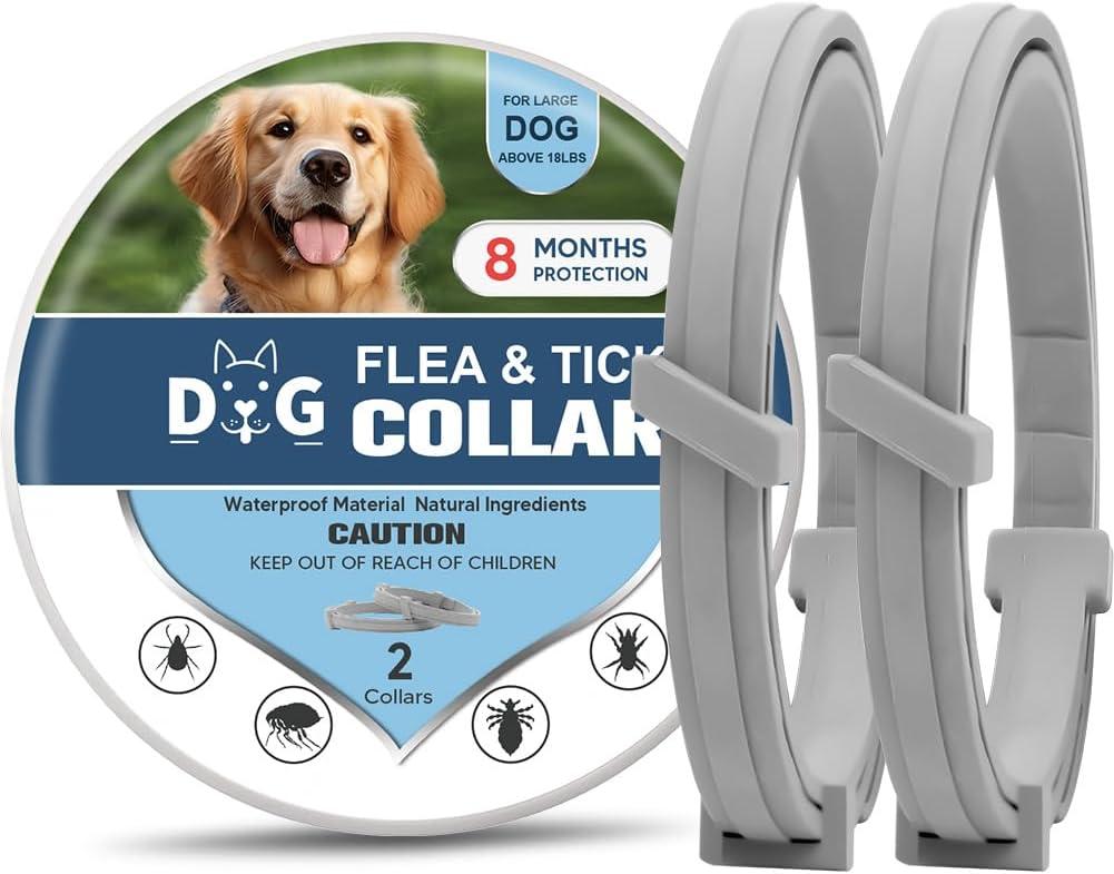 Flea Collar for Dogs, Tick Collars for Dogs, Dog Fleas Collar, 8-Month Protection,Safe Repellent for Fleas, Ticks & Mosquitoes,Fits Small, Medium & Large Dog-2P