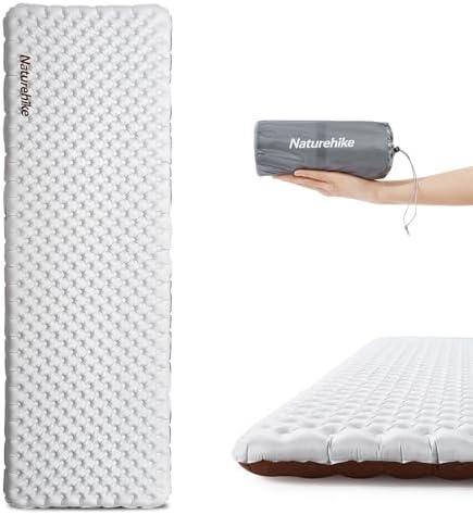 Naturehike Ultralight Insulated Sleeping Pad with R5.8, 3.2in Thickened Patchworkable Inflatable Double Sleeping Mat for Camping, Hiking, Climbing with Inflatable Bag