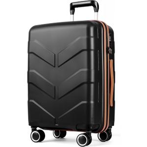 Hardside Carry On Luggage 22x14x9 Airline Approved with Spinner Wheels, Lightweight 20-inch Carry-On Suitcase for Men & Women, Black