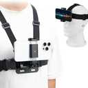 BRDRC POV Phone Chest Mount for iPhone, Head Mount Camera for Recording Vlog Body Harness Strap Holder Clip Kit for Gopro, for DJI Osmo Pocket 3, for Insta360 X3 X4, for Samsung Accessories