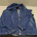 Women's Zip Up Denim Hoodie Sweatshirt Jean Jacket Coats with Pockets (Blue, M)