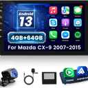 NHOPEEW [4+64G] for Mazda CX-9 2007-2015 Android Car Radio with Wireless Carplay and Android Auto - 10.1 Inch Touch Screen Car Stereo - 32EQ Audio/WiFi/GPS Navigation/SWC + AHD Backup Camera