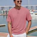 TACVASEN Men's Cotton T-Shirts Short Sleeve Crew Neck Soft Comfort Basic (Pink, S)