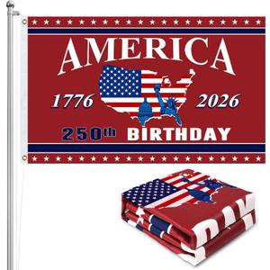 250th Anniversary American Flag - 3x5 Ft Red White and Blue Double Sided 3 Layers Patriotic Flag - 4th of July Decorations Independence Day 250th Anniversary Flag for Indoor Outdoor Decoration