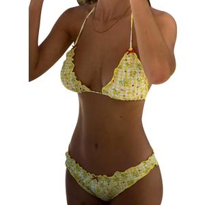 Alyweatry Women Y2k Bikinis Sets Coquette Aesthetic Bows Halter Tie Up Bikini Top High Cut Elastic Waist Bikini Bottom (Small, Lemon Print) Alyweatry Women Y2k Bikinis Sets Coquette Aesthetic Bows Halter Tie Up Bikini Top High Cut Elastic Waist Bikini Bottom (Small, Lemon Print)