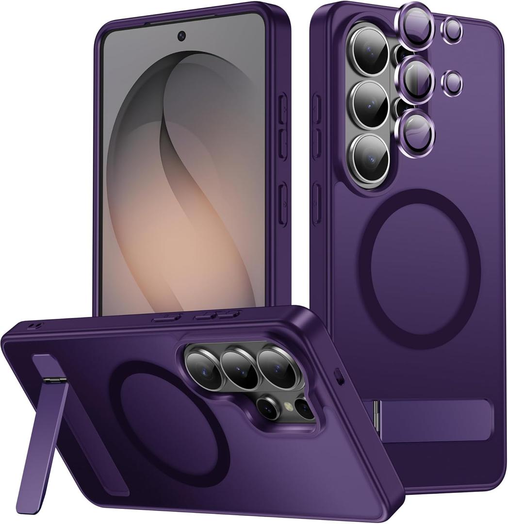 LEKEVO Cobalt Violet for Samsung Galaxy S26 Ultra Case with Stand, Compatible with MagSafe, Camera Lens Protector, Translucent Matte Slim Silicone Shockproof Phone Cove, Purple
