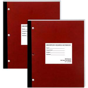 2 Pcs Laboratory Notebook Carbonless Copy Lab Notebook Duplicate Pages Quadrille 11" x 9.25" 100 Numbered Sets 4 x 4 Quad Perforated for Researchers