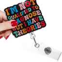 TOUNER I'm Not Qualified to Diagnose But I Have Theorise Funny Badge Reel with Black Glitter, Retractable ID Clip Holder for Healthcare Mental Health CNA Doctor, Graduation Gifts for Student Nurses