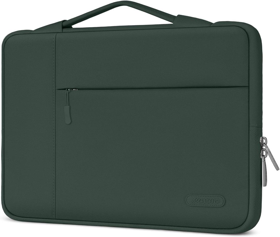 MOSISO Laptop Case 15 inch, 15 inch Laptop Sleeve with Handle Compatible with MacBook Air 15 M4 A3241 M3 A3114 M2 A2941 2025 2024 2023, Dell XPS, Polyester Multifunctional Computer Bag, Midnight Green
