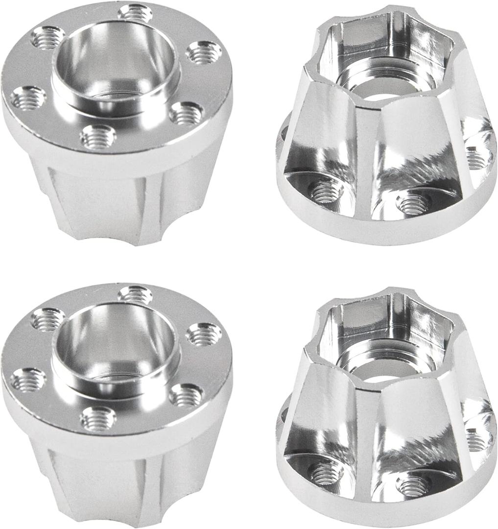 Metal RC 12mm Wheel Hex Hub Extension Combiner Compatible with 1.9/2.2inch Wheel Rim Axial SCX10 Traxxas TRX4 D90 1/10 RC Crawler (15mm, Silver)
