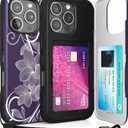 TORU for iPhone 16 Pro Wallet Case with Card Holder, Hidden ID Credit Card Slot Flip Kickstand, Slim Fit Shockproof Heavy Duty Phone Cover with Strap - Floral Pattern Flowers