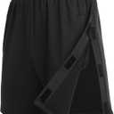 Deyeek Unisex Tear Away Shorts Snap On Athletic Cotton Shorts Post Knee Surgery Recovery Hip Replacement Pants with Pockets (Black, M)