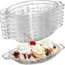 SOUJOY 8 Pack Banana Split Dish Boat, 8oz Acrylic Ice Cream Splits Plate, Clear Sundae Serving Bowl for Banana Split, Ice Cream, Fruits, Yogurt, Brownies, Snack