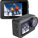 4K Action Camera - Dual Touch Screen, Underwater Sports Camera with WiFi, 170 Wide Angle,Vlogging Sports,Anti-Shake Long Battery Life - Free 64GB MicroSD Card