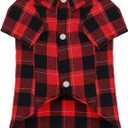 Paiaite Plaid Dog Shirt: Classic Checkered Style in Pure Cotton for Large, Medium, and Small Breeds, Comfort, Breathability, and Elegance. Perfect for Everyday Wear, and Photoshoots Red S (S-(5~7lb) | Chest(~15.5"))