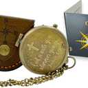Handmade Religious Compass  God is with You Engraved Working Brass Gift  Christian Baptism, Confirmation, Christening or First Communion Keepsake for Boys, Teens & Men  Guided by Faith