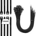 100PCS 20 inch Black Zip Ties 120LBS Tensile Strength Self-Locking heavy duty UV Resistant Cable Tie Wraps for indoor and outdoor use (White)