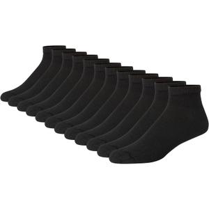 Hanes Men's Ankle Socks, Double Tough, White & Black, Multipack (12-14)