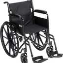 Drive Medical Silver Sport 1 Folding Transport Wheelchair - Lightweight Mobility Support - Full Armrests - Removable Swing-Away Footrests - Durable Steel Construction - Compact Folding Frame - Black