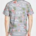 SSLR Pack Hawaiian Shirt for Men Flamingo Short Sleeve Casual Button Down Shirts Summer Beach Shirt (Gray, L)