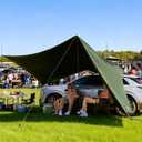 TIMBER RIDGE 19x9.8ft Retractable Car Awning with Blackout Coating, 186ft Roof Rack Pull-Out Sun Shade Overland Camping, UPF50+ Waterproof Sun Shelter for Vehicle/Truck/Jeep/SUV/Van Green