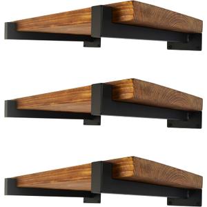 EZYDECOR Shelf Bracket 8 Inch Black Shelf Brackets Wall Mounted Industrial Shelving Brackets Metal Shelf Support with Lip (6 Pack)