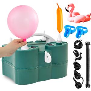 PY SUPER MODE Balloon Pump Electric,Portable Air Blower with Dual Nozzle Machine Inflator for Fast, (110V-120V 600W) Efficient and Easy Bulk Balloons Filling Different Occasions (Green)