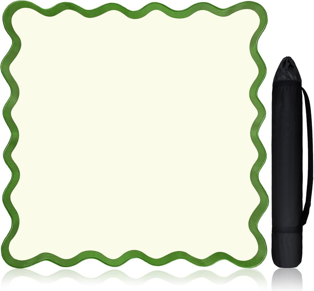 Scalloped Mahjong Mat Set 31.5" x 31.5" Cute Aesthetic Anti Slip Noise Reduction Games Table Cover Mahjong Accessories Gifts Domino & Tile Game Table Mat(Green)