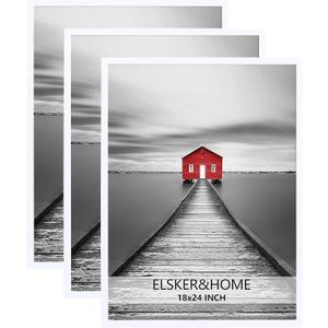 ELSKER&HOME 18"x24" Poster Frame 3 Pack, White Picture Frame for Horizontal or Vertical Wall Mounting, Sturdy and Scratch-proof