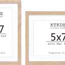 KTKDE 5x7 Picture frame Set of 2, 4x6 with mat 5x7 without Mat, Modern Style Wood Composite Frame, Real Glass, Studio Gallery frame Wall Mount and Tabletop Display Family Friends Wedding Ideal Gift