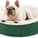 Love's cabin Round Donut Cat and Dog Cushion Bed, 25in Pet Bed for Small or Medium Dogs, Anti-Slip & Water-Resistant Bottom, Soft Durable Fabric Pet Beds, Washable Calming Cat & Dog Bed Green (25.0"L x 25.0"W x 8.0"Th)