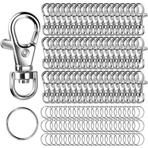 LEOBRO 160PCS Lobster Claw Clasps and Key Rings, Keychain Making Kit, 80PCS Keychain Clips and 80PCS Key Chain Rings, Key Chain Making Kit for Crafts, Keychains, Jewelry
