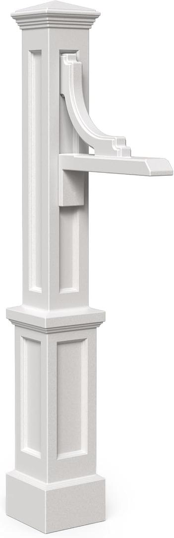 Mayne Woodhaven Address Sign Post - White - Includes Post & Address Arm - Polyethylene - Fits plaques up to 15in W (5812-W)