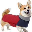 Geyecete Corgi Sweater for Dogs Corgi Clothes,Miniature Corgi Coat,Corgi Jacket for Dogs Warm Waterproof Windproof,High Neckine String Holes-Red-L