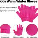 Girls Winter Cat Ear Beanie Hat and Gloves Set Kids Knitted Earflap Cap Mitten Set for Ages 3-7