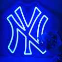 Baseball Neon Sign for Yankees,Sports Team NY Neon Light for Garage or Man Cave,Game Room Birthday Christmas Decor Gifts