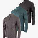Real Essentials 3 Pack: Men's Dry-Fit Active Quarter Zip Long Sleeve Athletic Performance Pullover, 3XL