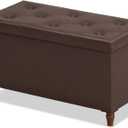 30 Inches Ottoman with Storage, Folding Bench with Legs, Brown, 30"D x 15"W x 15.7"H