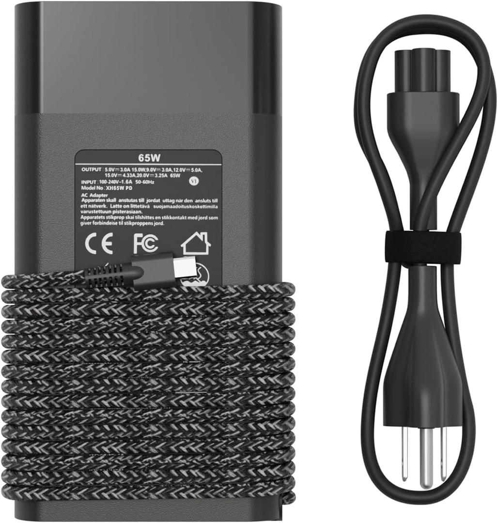 HBONY New Slim 65W USB Type C Laptop Charger Compatible with HP Envy X360, Spectre X360, Replacement Computer Power Cord for EliteBook, OmniBook, Zbook, Chromebook AC Adapter