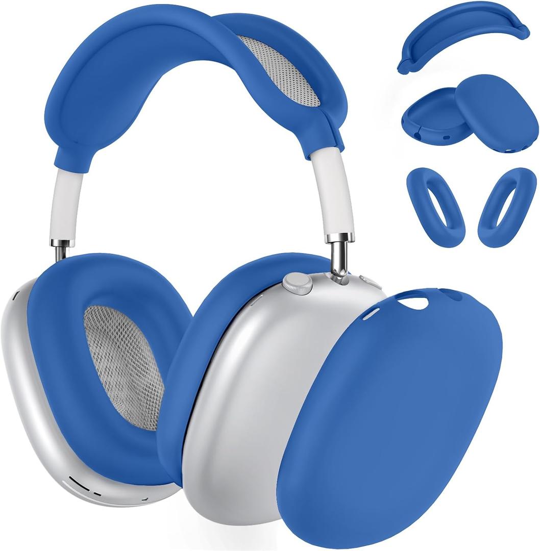Silicone Case Cover for AirPods Max Headphones,Ear Pad Case Cover/Ear Cups Cover/Headband Cover for AirPods Max (USB-C/Lightning)(2024/2020),Soft Silicone Accessories for Apple AirPods Max,Cobalt Blue