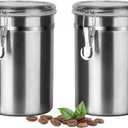 Walktosun Stainless Steel Food Container with Clear Lids Airtight Container Stackable Small Canisters Kitchen Pantry Storage for Cereal, Snacks, Candy, Herbs, Spices, Sugar, Tea (1.8L Silver-2)