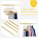 Premium 16.5 Matte Gold Metal Clothes Clips Hangers, Heavy Duty Skirt Slack Hangers, Metal Rack for Trousers Non Slip Clips, Clothes Hanger Display and Storage, 30 Pack
