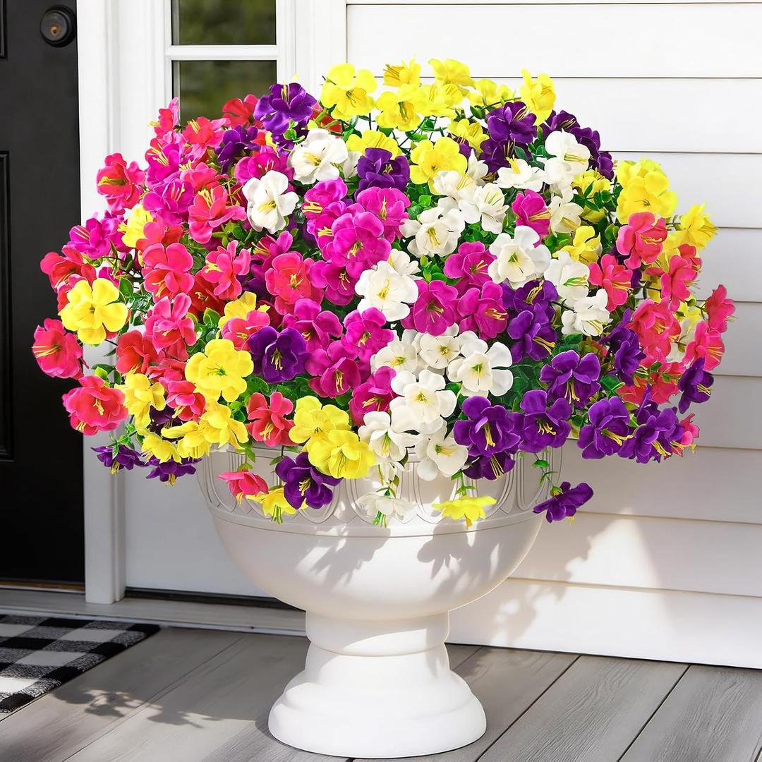 MARTINE MALL 24 Bundles Look Real Artificial Flowers for Outdoors, Realistic Fake Outdoor Flowers, UV Resistant Silk Flowers for Outside Faux Flowers Plants for Outdoor planters Porch, Mixed Color
