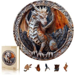 Wooden Puzzles for Adults, Wood Jigsaw Puzzle, Wooden Cave Dragon Puzzles, Family Puzzle Game (M-11.4 * 11.4in 200pcs)