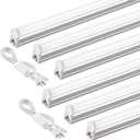 Barrina T5 4FT LED Shop Light, 2 Pcs Power Cords 6500K Super Bright White 2200lm 20W Utility Light Fixture, Ceiling Commercial Bay Light for Workshop Garage, Corded Electric with ON/Off Switch, 6 Pack